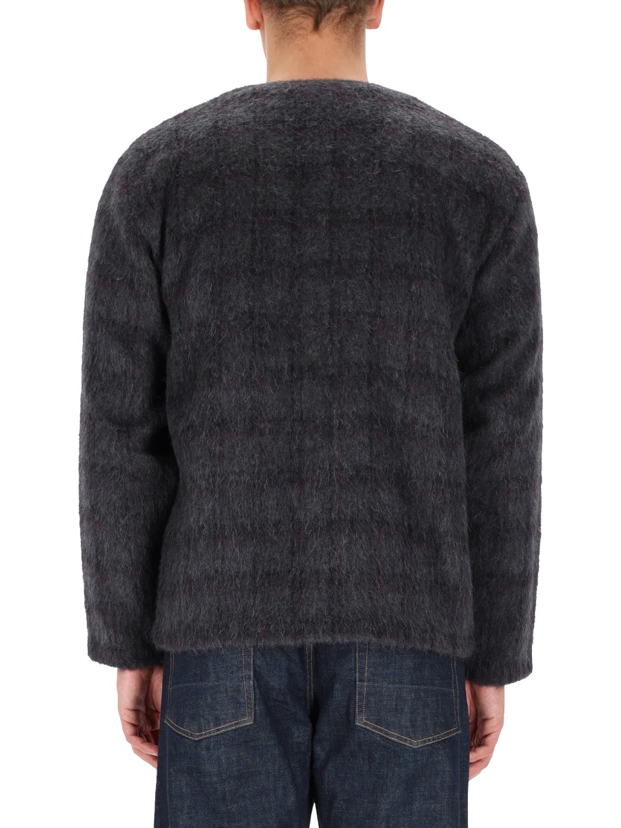 Our Legacy Soft Textured Checkered Wool-Blend Cardigan Zwart