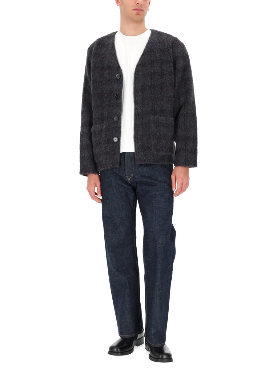 Our Legacy Soft Textured Checkered Wool-Blend Cardigan Zwart