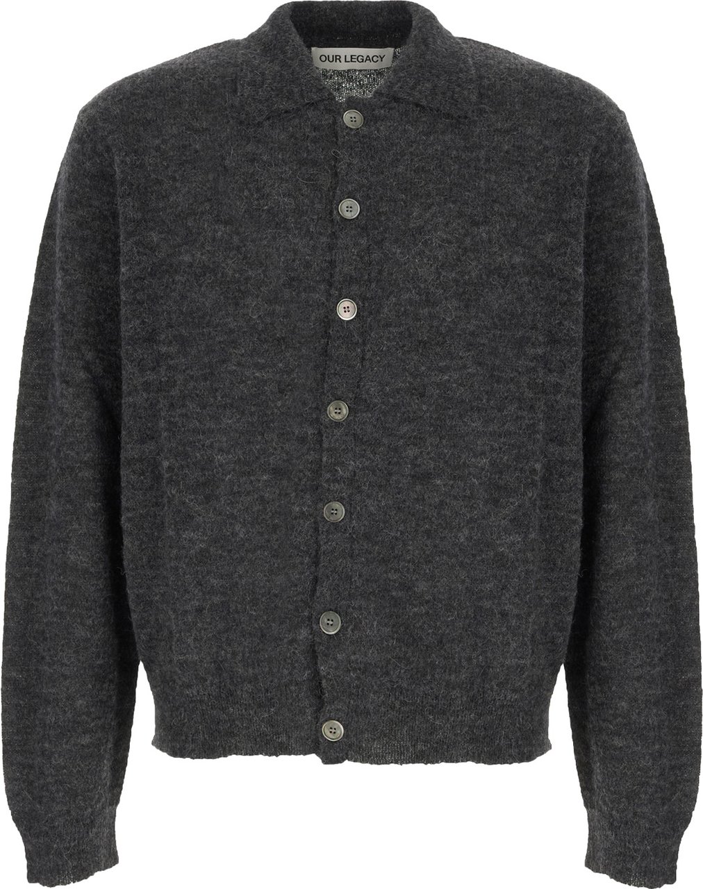 Our Legacy Charcoal stretch alpaca blend cardigan Zwart