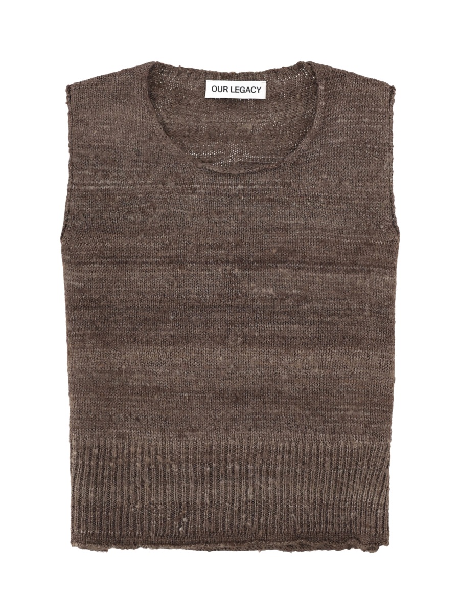 Our Legacy Pleaser Silk Textured Knit Tank Top Grijs