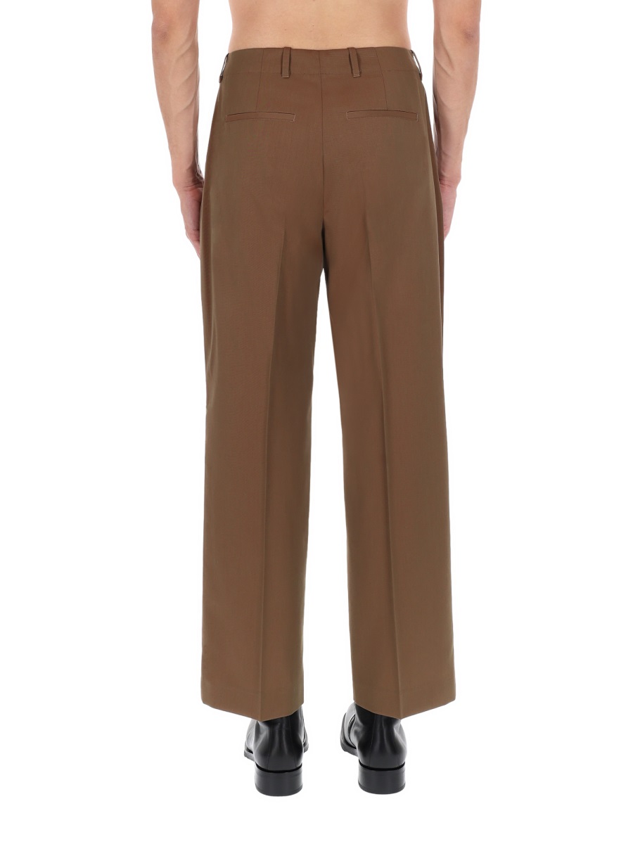Our Legacy Tailored Wide-Leg Front Pleats Virgin Wool Formal Pants Bruin
