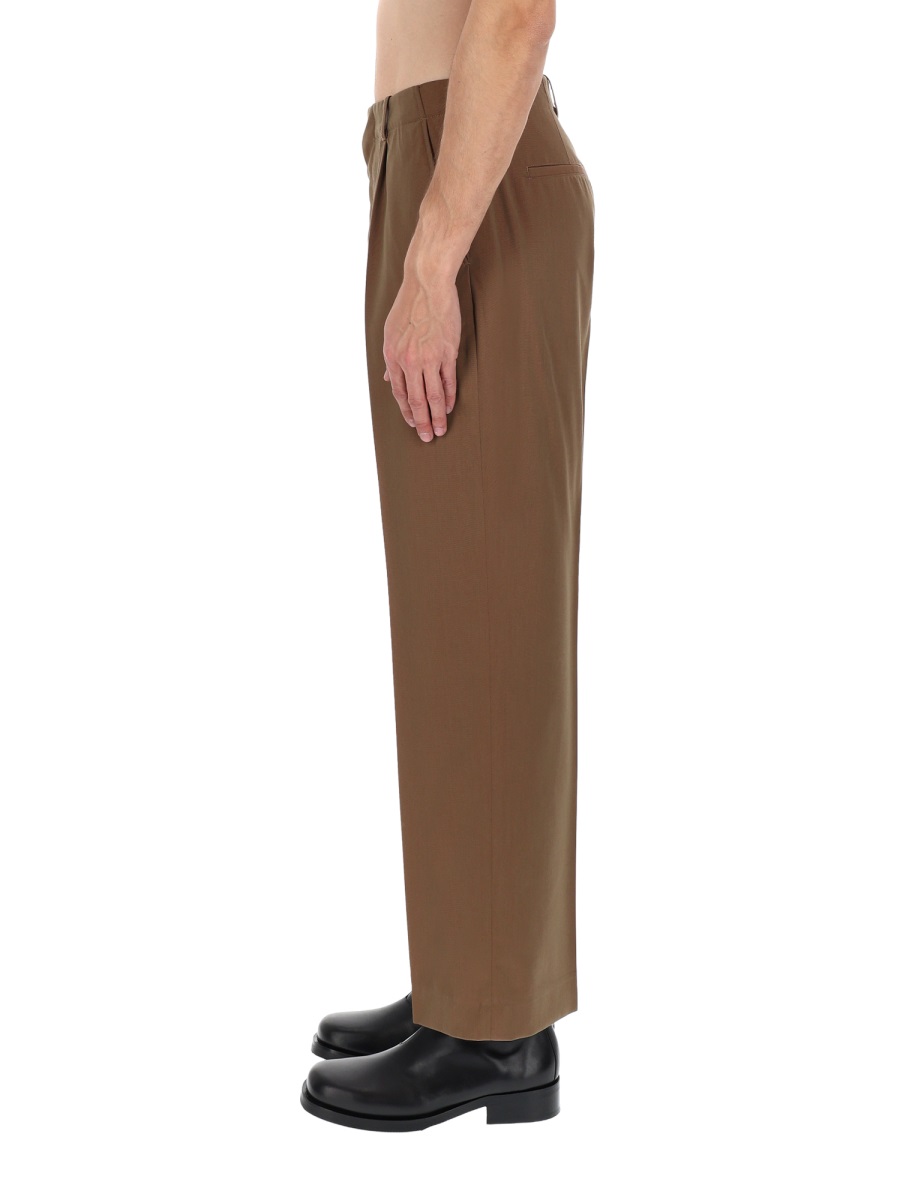 Our Legacy Tailored Wide-Leg Front Pleats Virgin Wool Formal Pants Bruin
