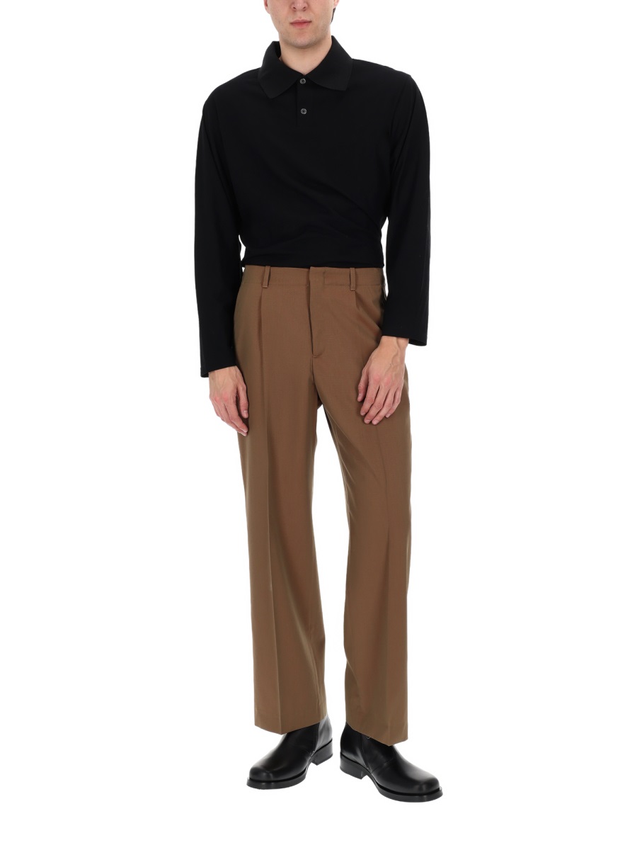 Our Legacy Tailored Wide-Leg Front Pleats Virgin Wool Formal Pants Bruin