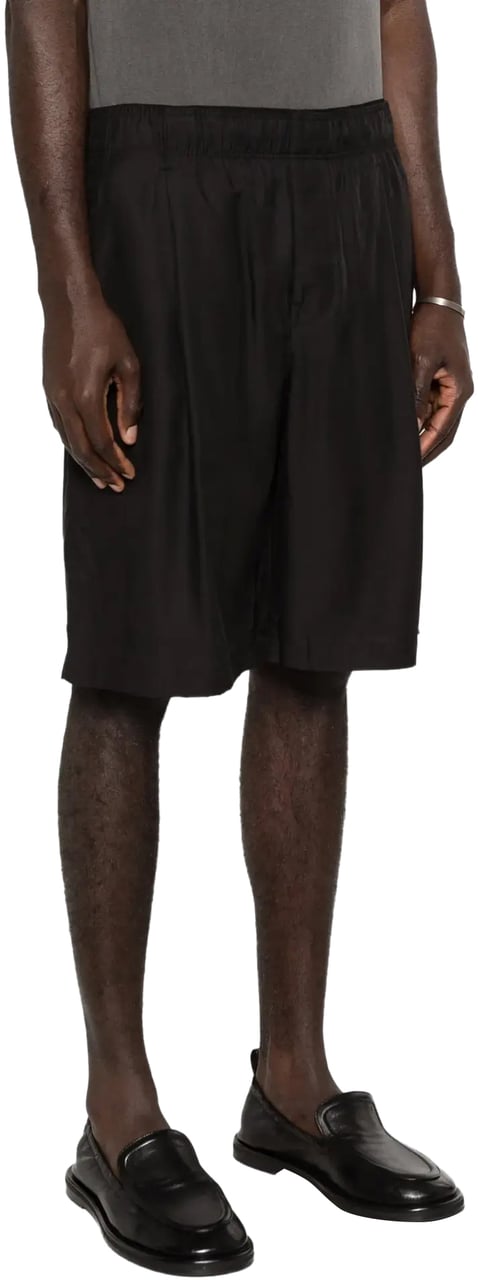 Our Legacy Leisure Shorts Still Black Calm Cupro Cotton Zwart