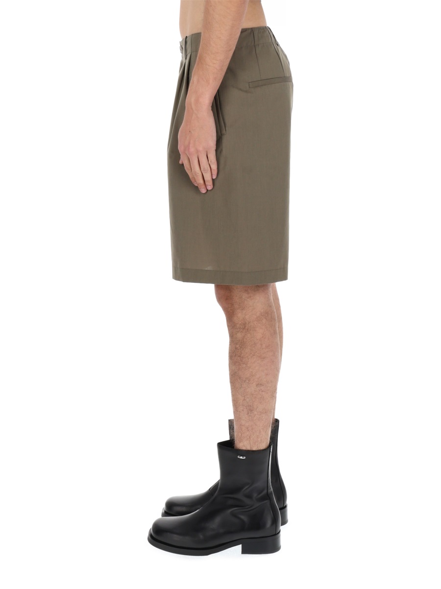 Our Legacy Neutrals Bridge Relaxed Fit Pleated Shorts Grijs