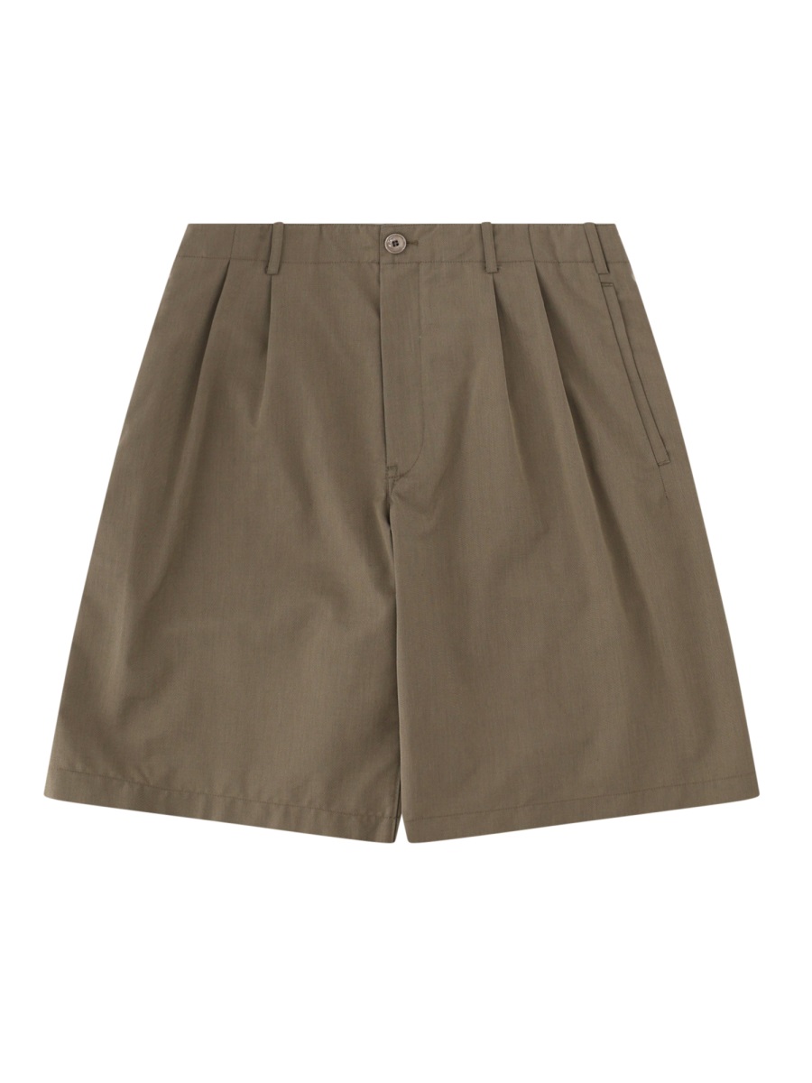 Our Legacy Neutrals Bridge Relaxed Fit Pleated Shorts Grijs