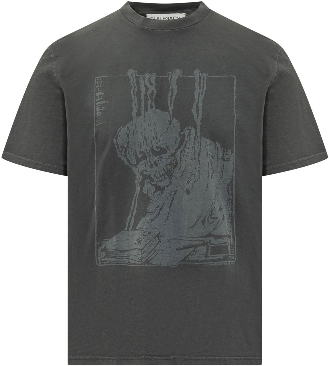 Our Legacy T-shirt Box con Stampa Grafica Donkergrijs