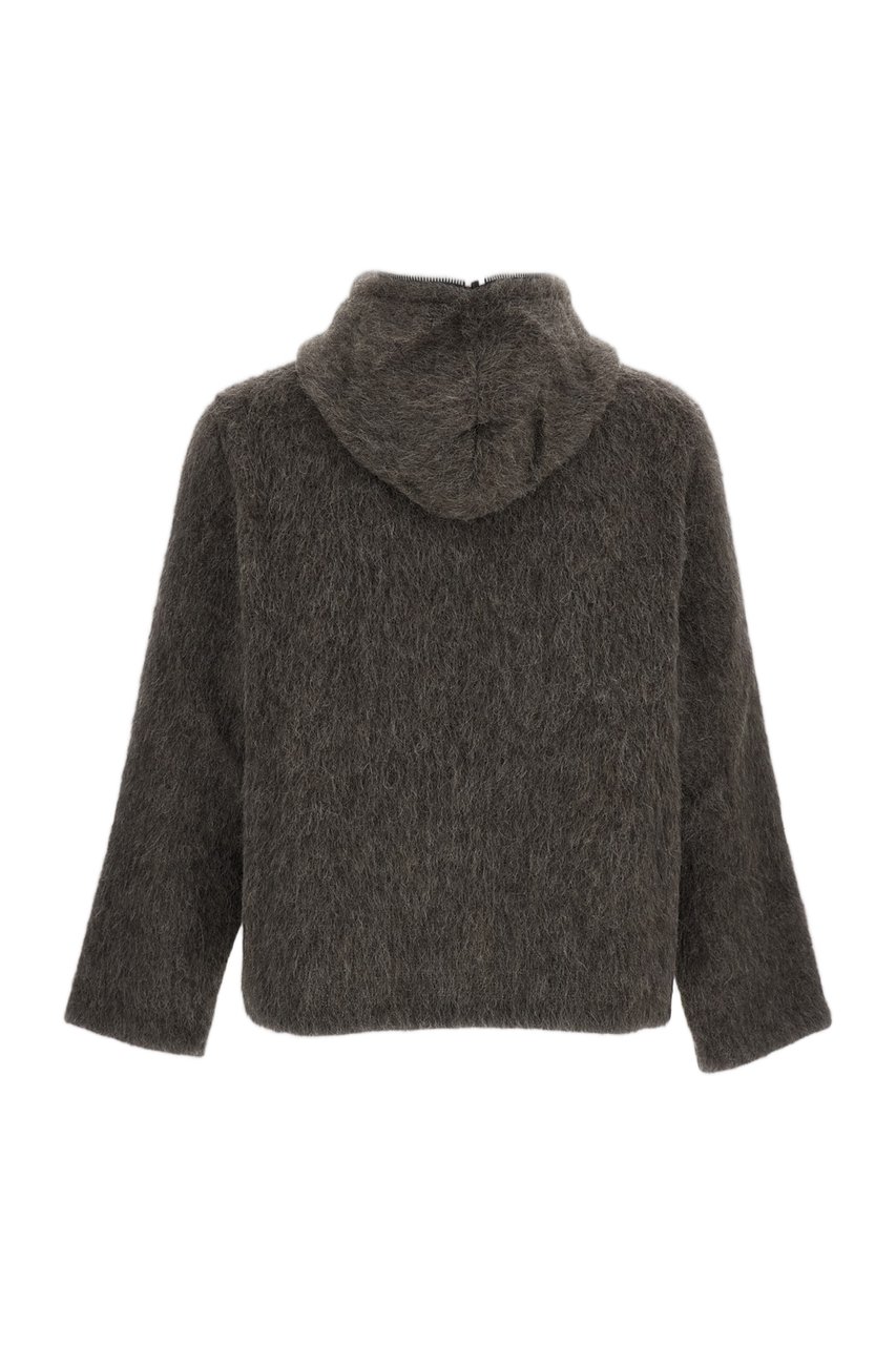 Our Legacy Brushed Wool Blend Hoodie With Two-Way Zip Closure Grijs