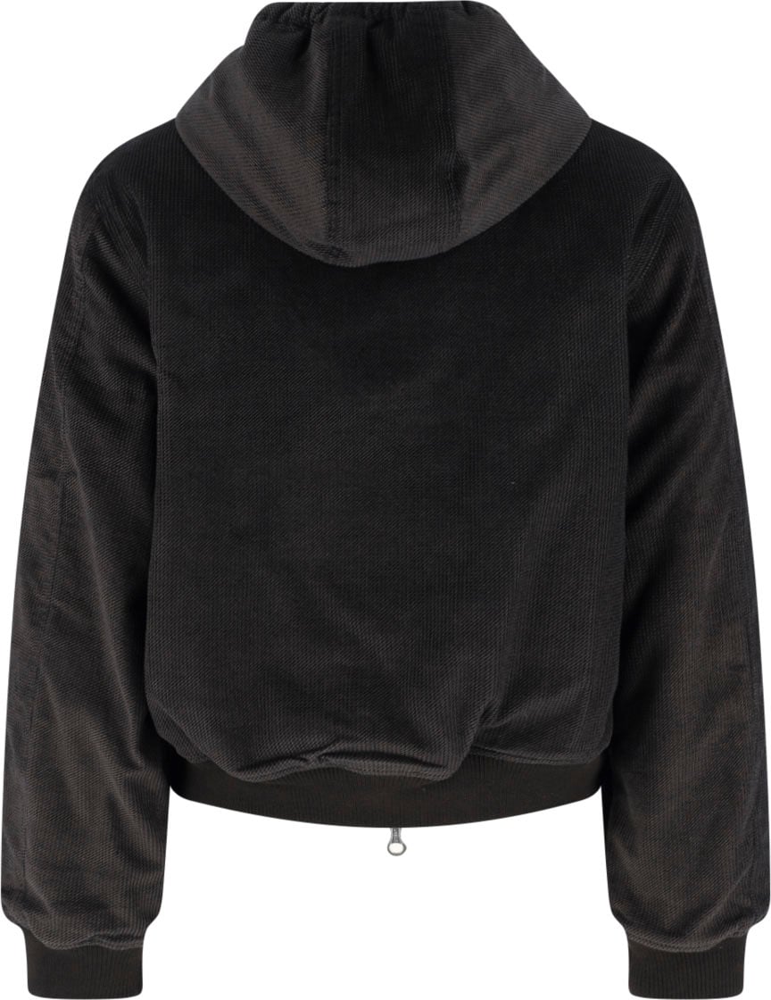 Our Legacy Brown Cropped Textured Corduroy Jacket Zwart