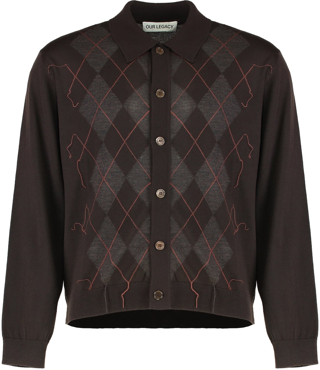 Our Legacy Polo Pub Argyle in wool sweater Bruin