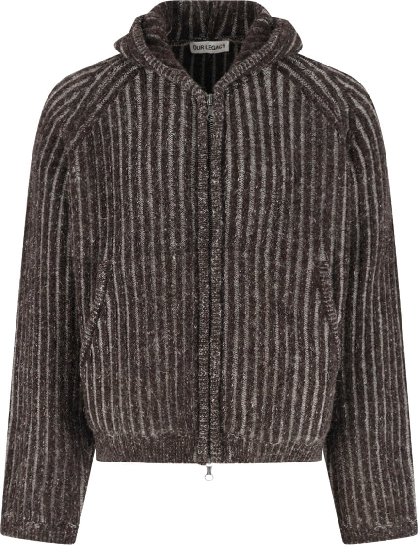 Our Legacy Grey Cropped Textured Ribbed Sweater Grijs