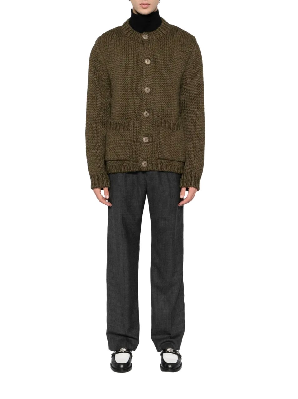 Our Legacy Over Cardigan Olive Mega Alpaca Wool Groen