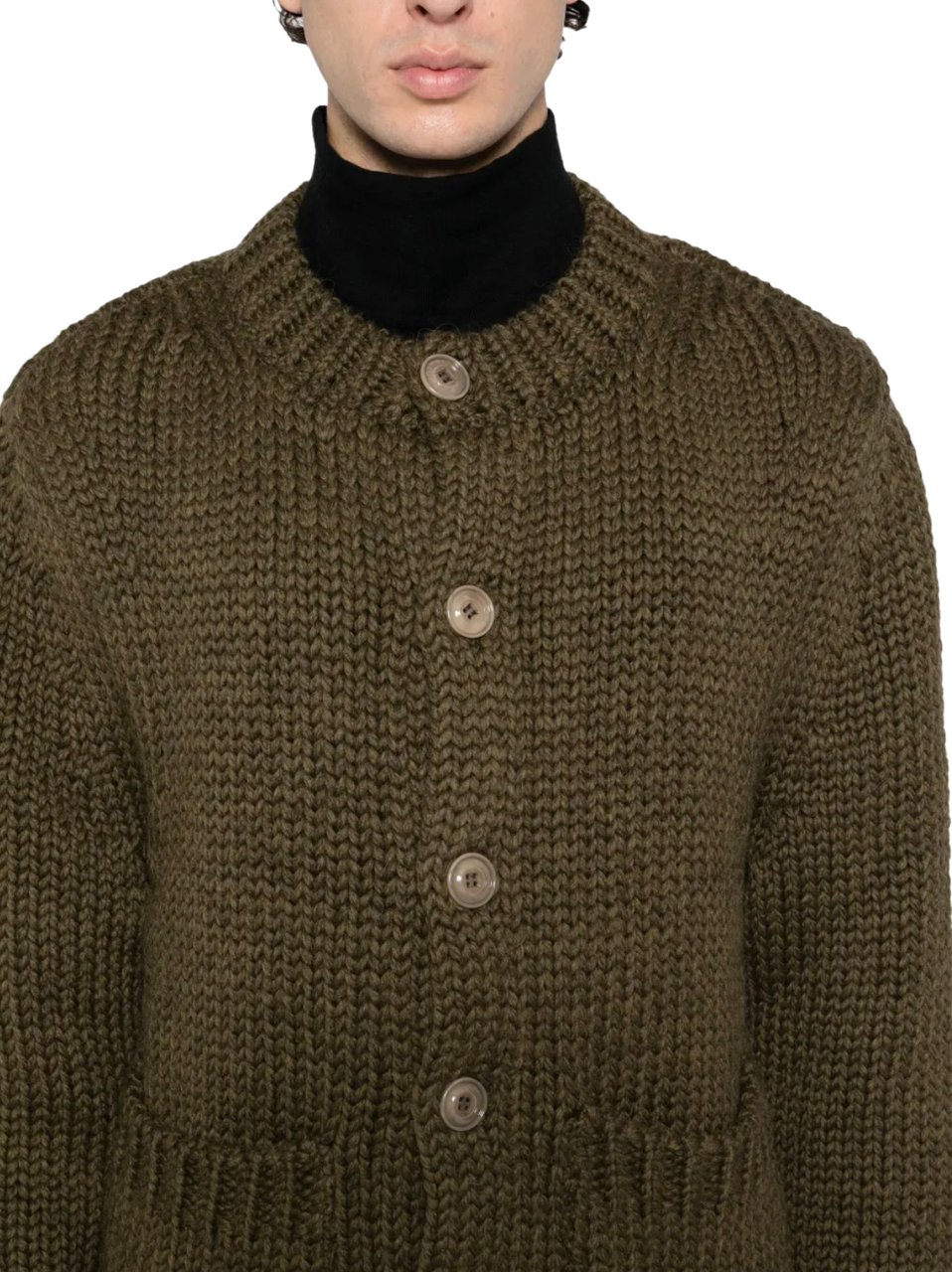 Our Legacy Over Cardigan Olive Mega Alpaca Wool Groen