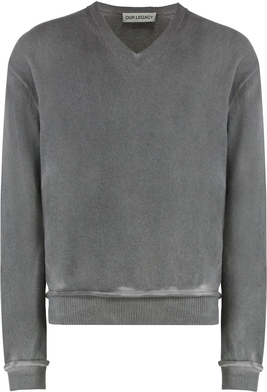 Our Legacy Parallel Sweater in wool with V-neck Grijs
