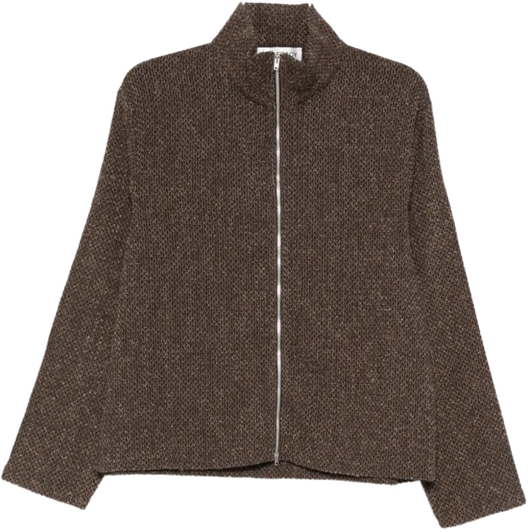 Our Legacy Shrunken Fullzip Polo Brown Sparse Buckle  Weave Bruin