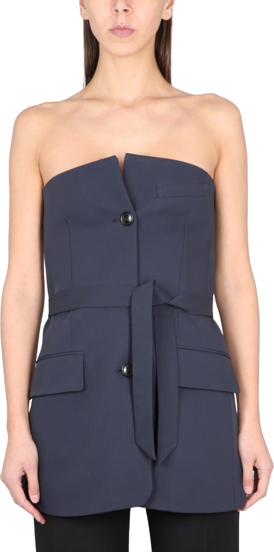Our Legacy Tailored Strapless Top With Belted Waist Blauw