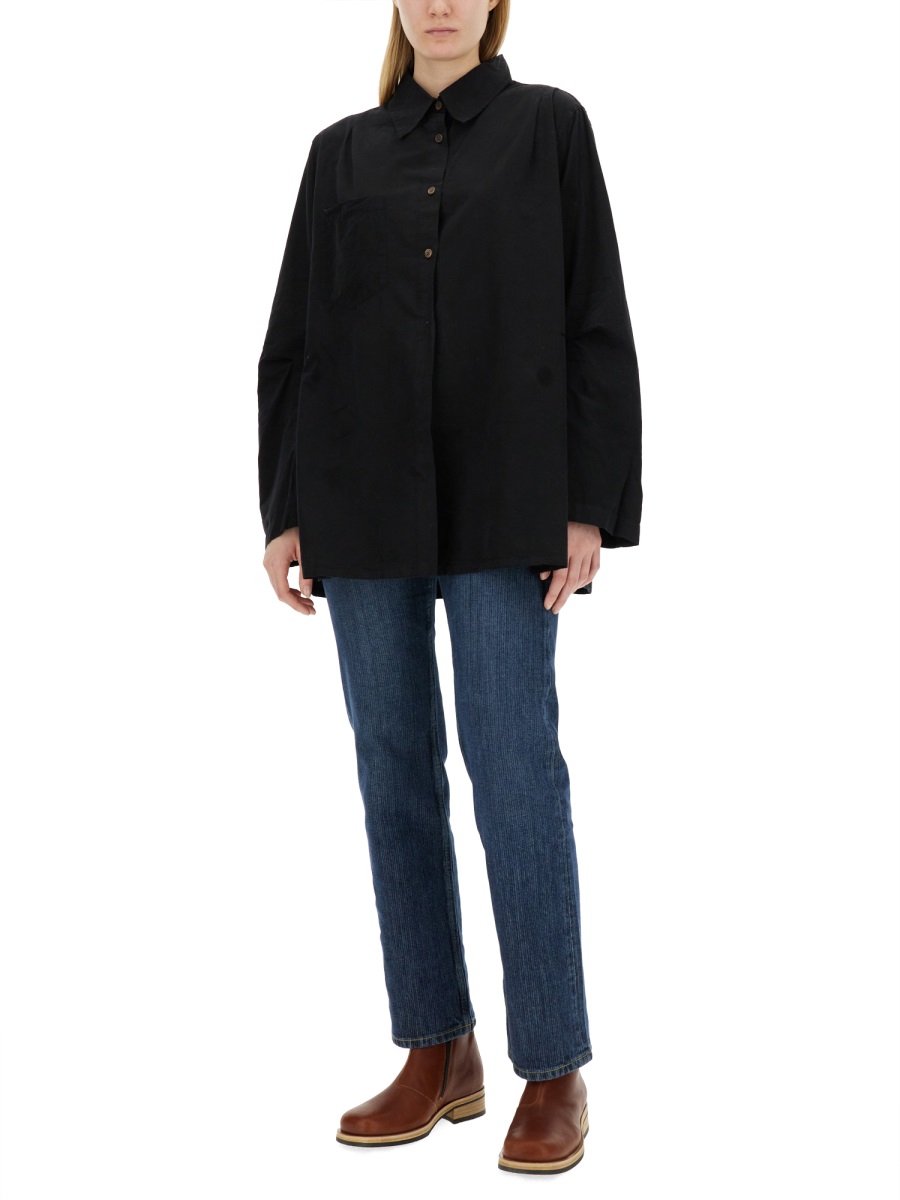 Our Legacy Relaxed Oversize Cotton-Blend Shirt Zwart