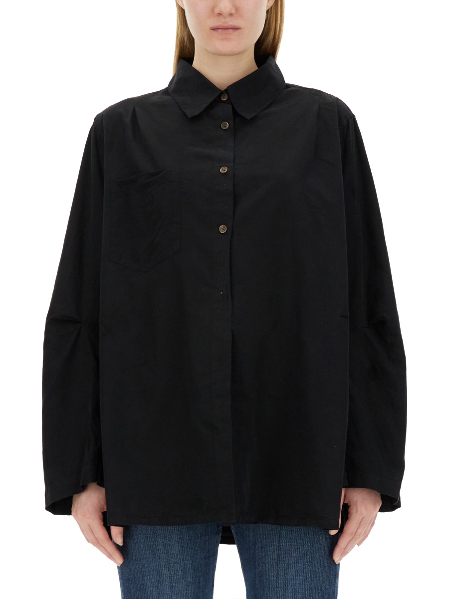 Our Legacy Relaxed Oversize Cotton-Blend Shirt Zwart