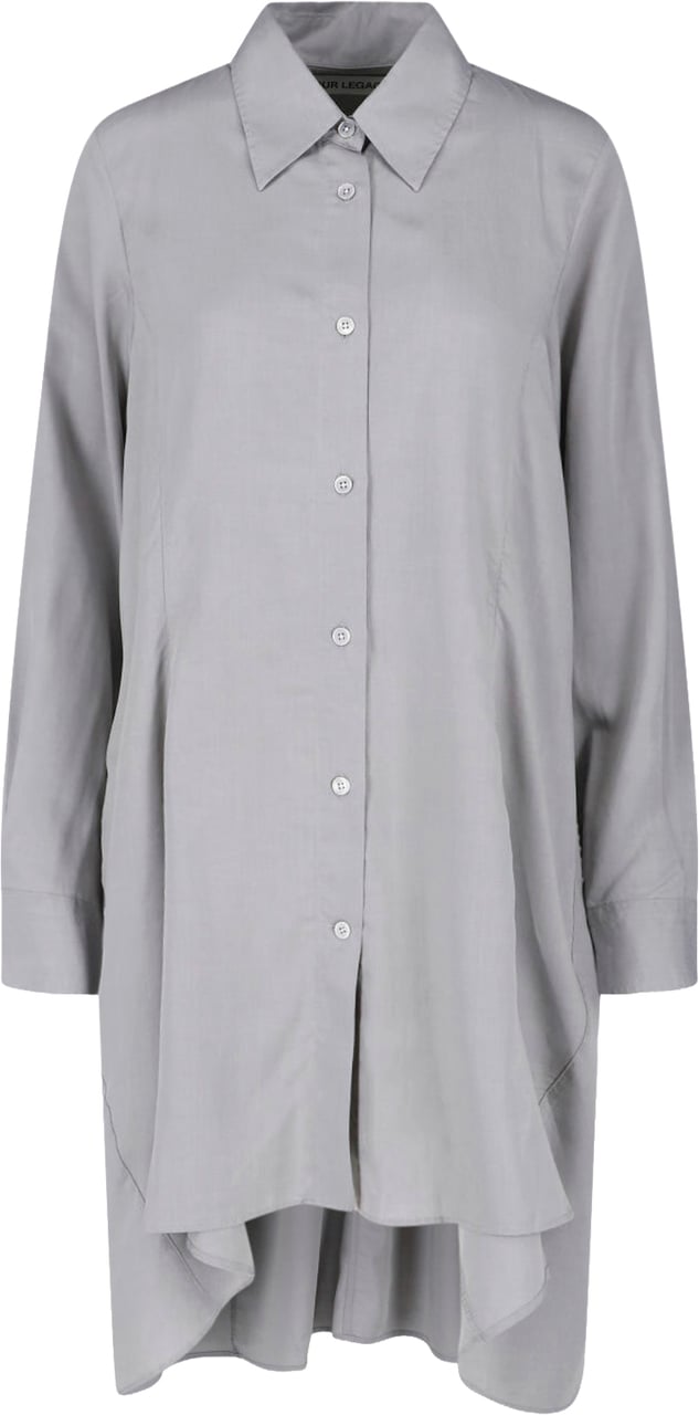 Our Legacy Grey Flux Asymmetrical Hem Tencel Shirt Grijs