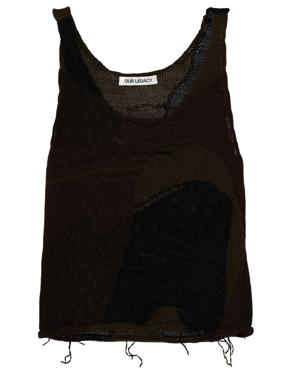 Our Legacy Dark Brown Organic Cotton Tank Top Zwart