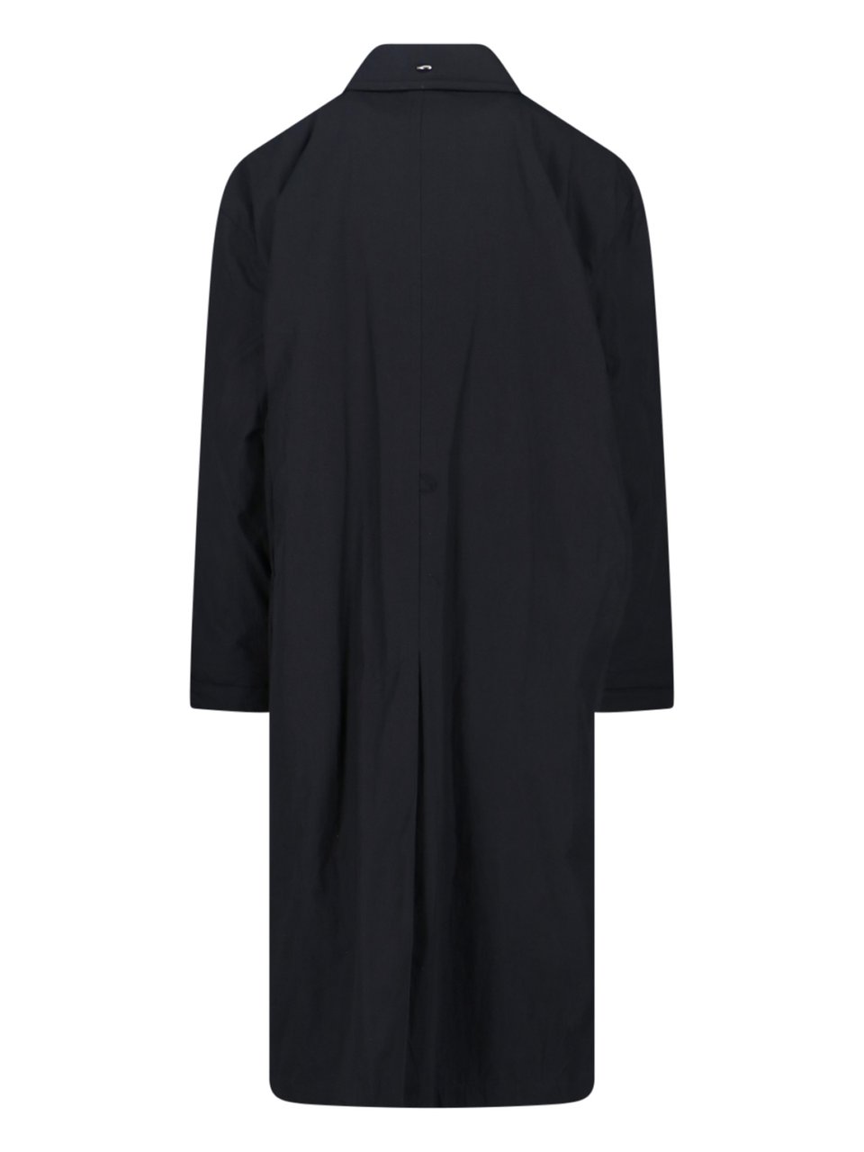 Our Legacy Double-Breasted Black Coat With Round Collar Zwart