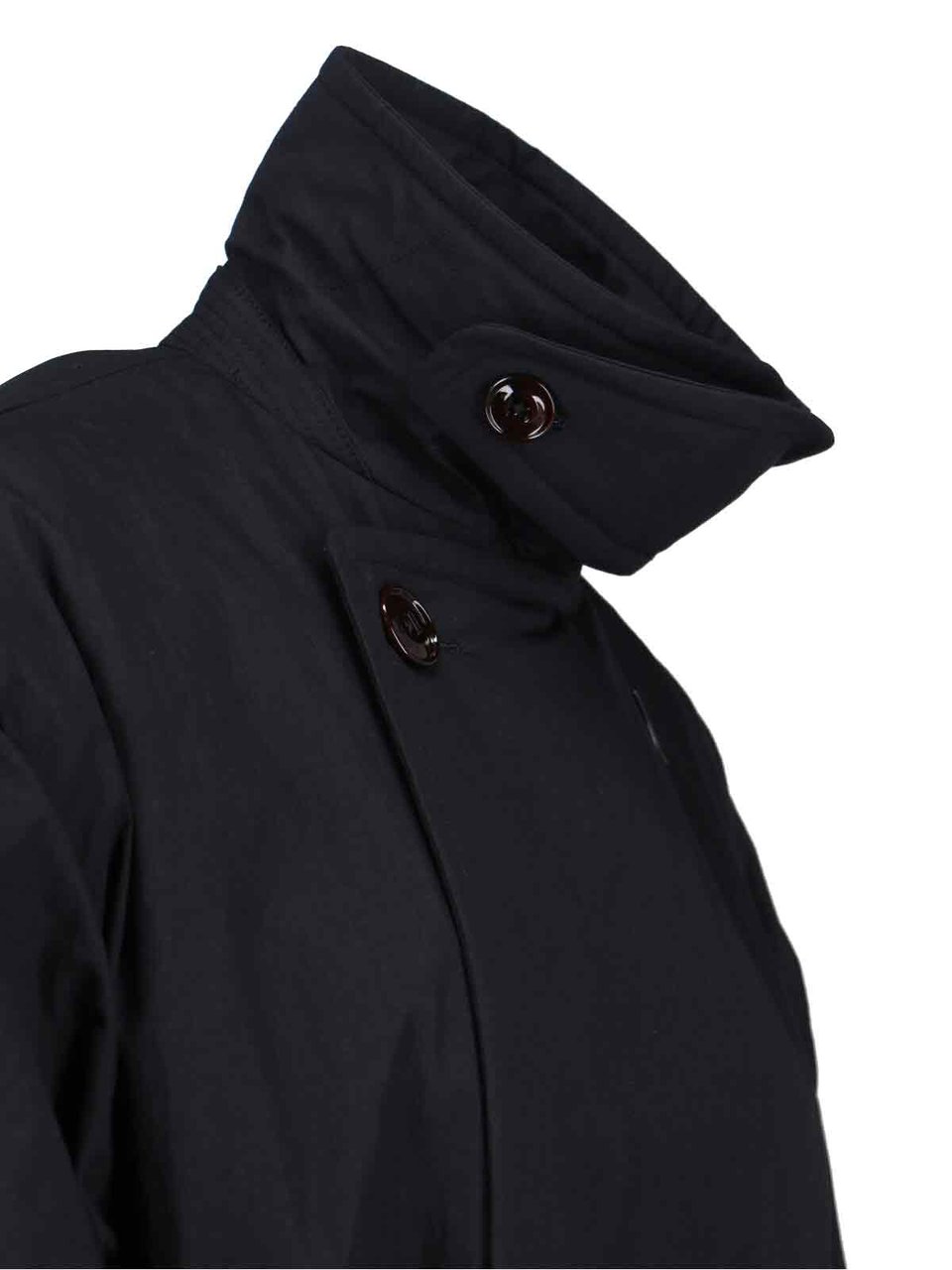 Our Legacy Double-Breasted Black Coat With Round Collar Zwart
