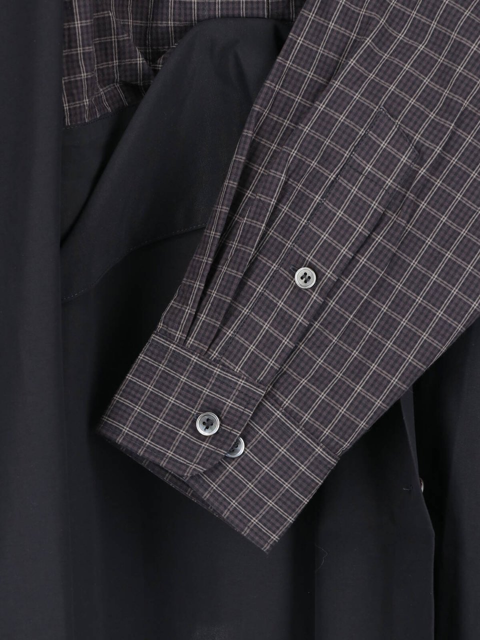 Our Legacy Black Layered Checkered Detail Shirt Zwart