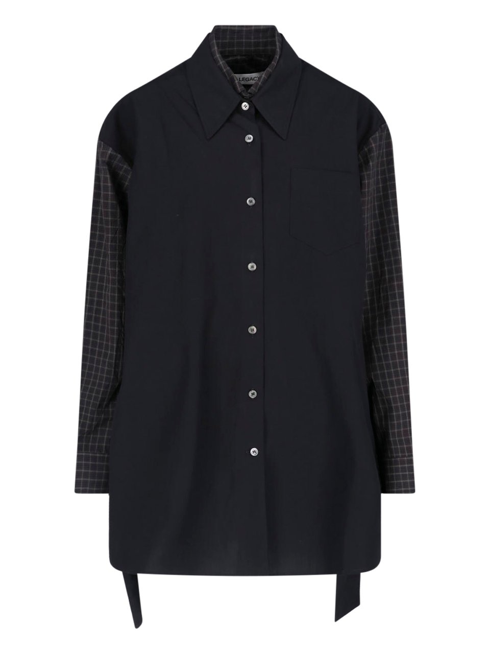 Our Legacy Black Layered Checkered Detail Shirt Zwart