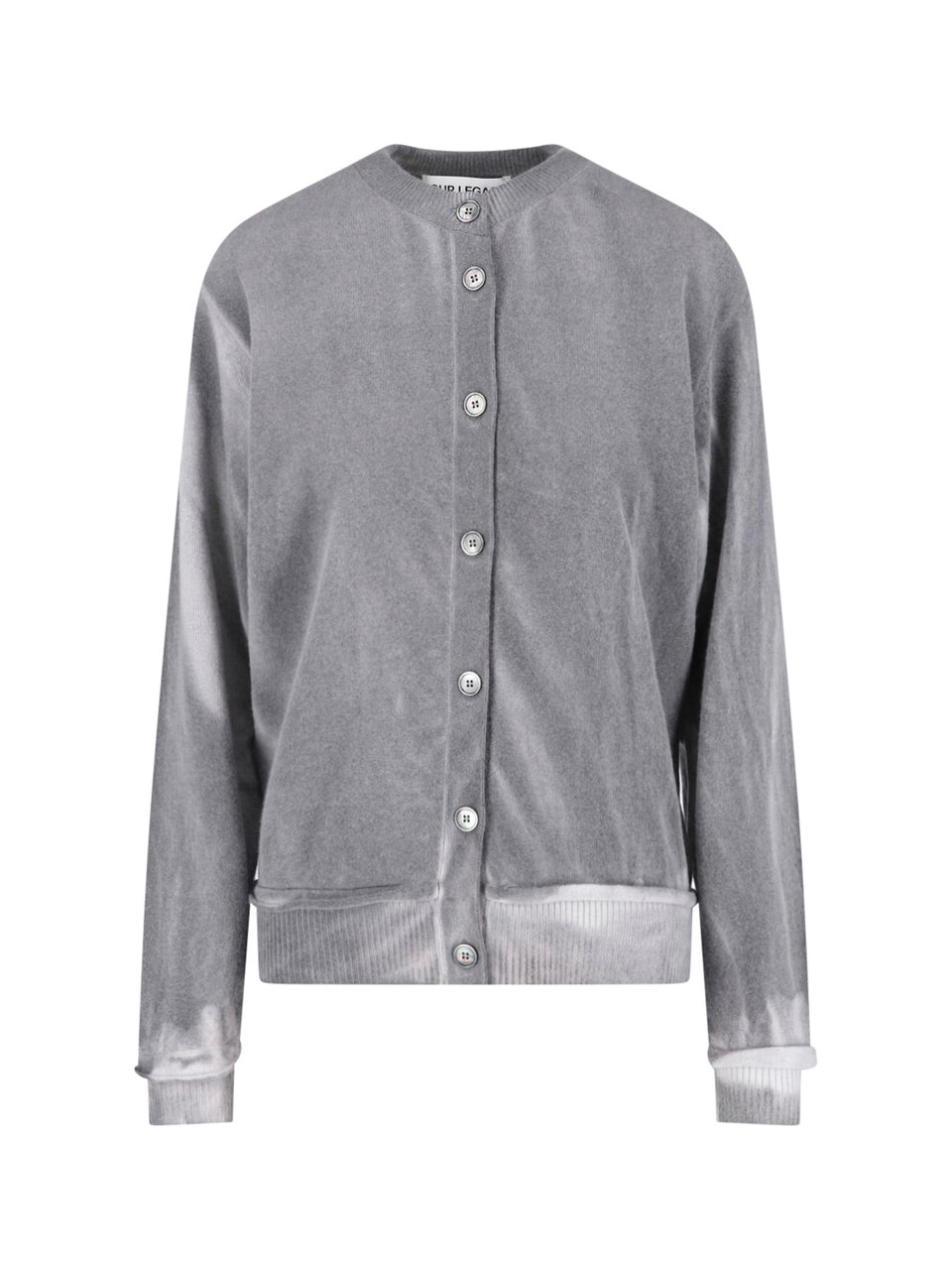 Our Legacy Grey Plush Button-Up Ribbed Sweater Grijs
