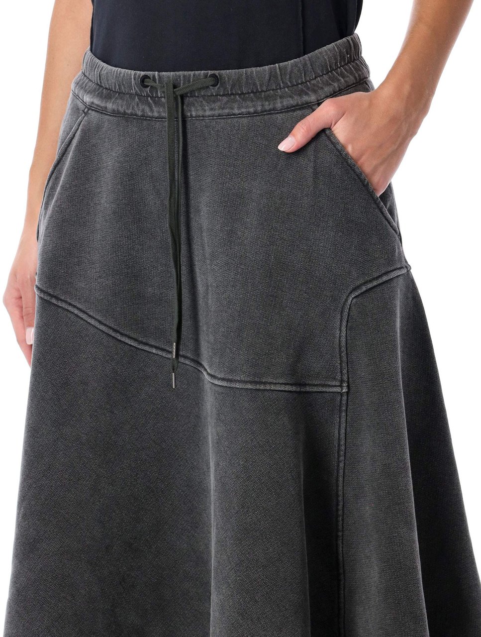 Our Legacy Lounge Midi Skirt Fleece Nero Zwart
