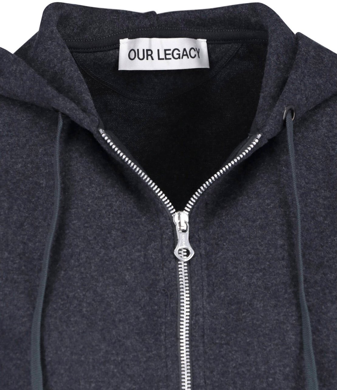 Our Legacy Dark Heathered Zip-Up Cropped Hoodie Grijs