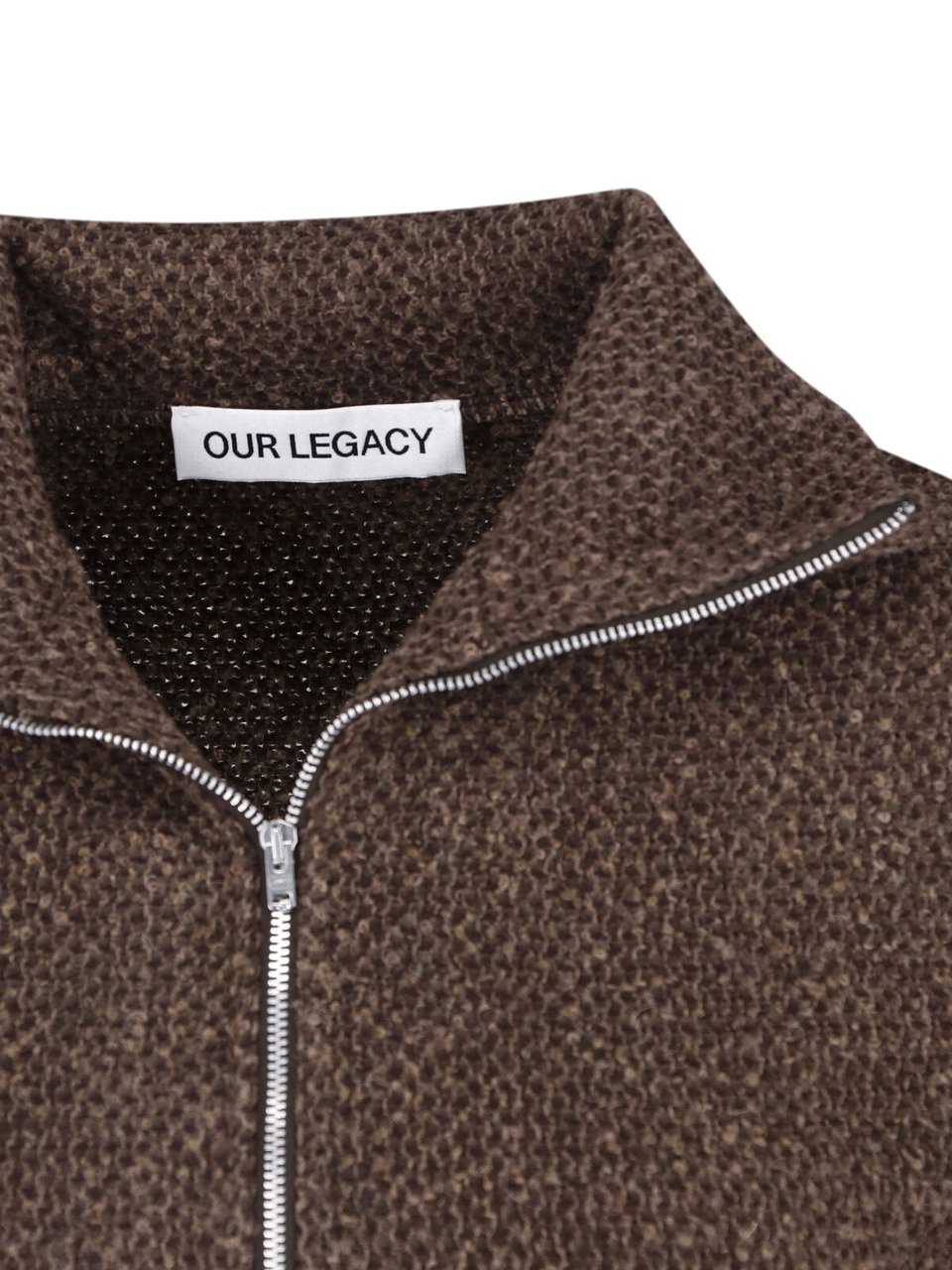 Our Legacy Brown Textured Cropped Zip Sweater Bruin