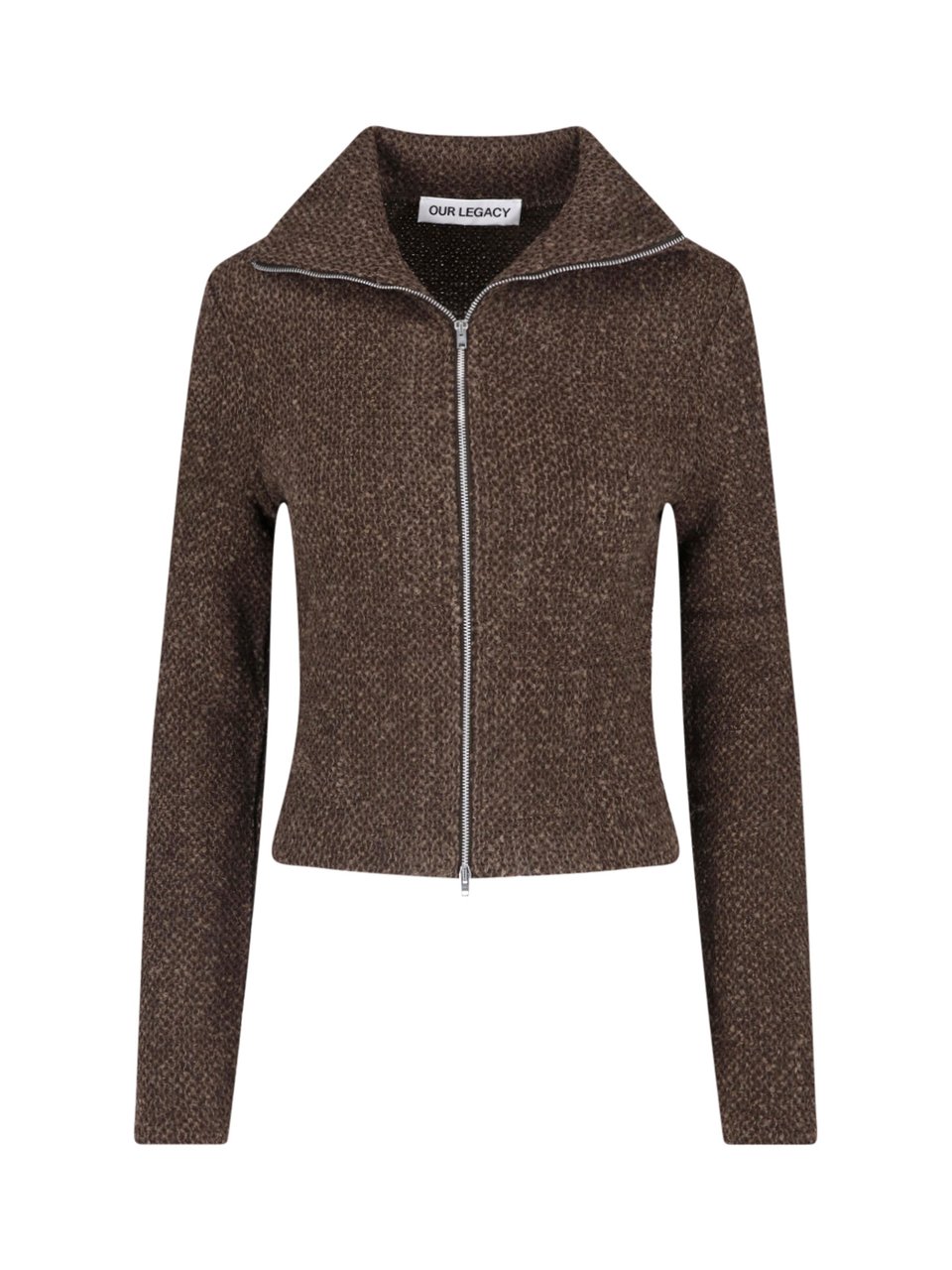 Our Legacy Brown Textured Cropped Zip Sweater Bruin