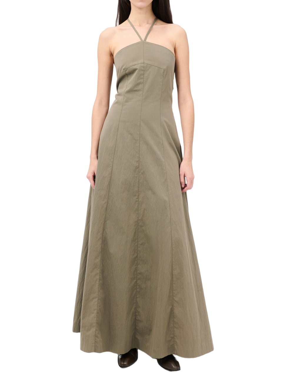 Our Legacy Poise Fitted Crisscross Midi Dress Zwart