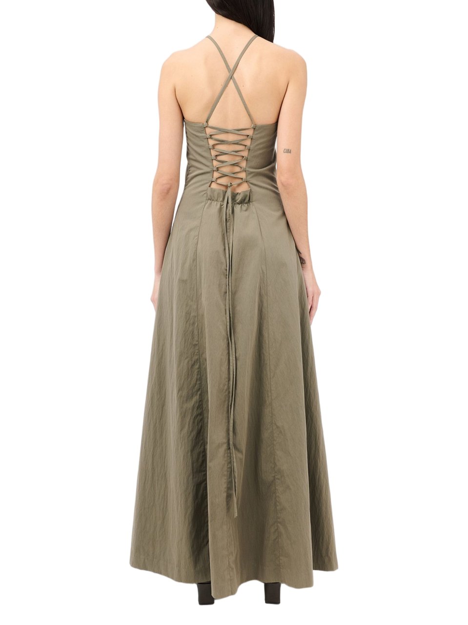 Our Legacy Poise Fitted Crisscross Midi Dress Zwart