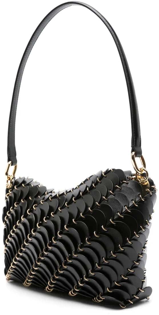 Paco Rabanne Structured Minimalist Pochette with Smooth Surface Zwart