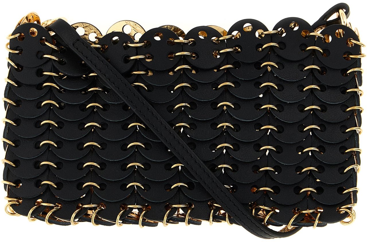 Paco Rabanne Black Calfskin Crossbody Bag Zwart