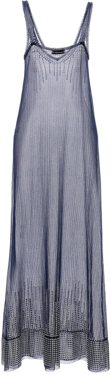 Paco Rabanne Blue Polyamide Long Dress Blauw