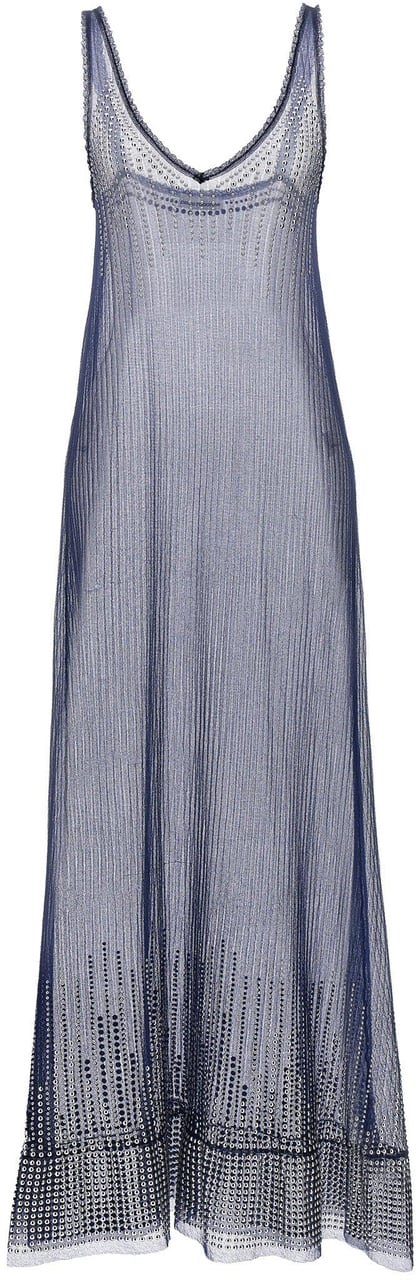 Paco Rabanne Blue Polyamide Long Dress Blauw