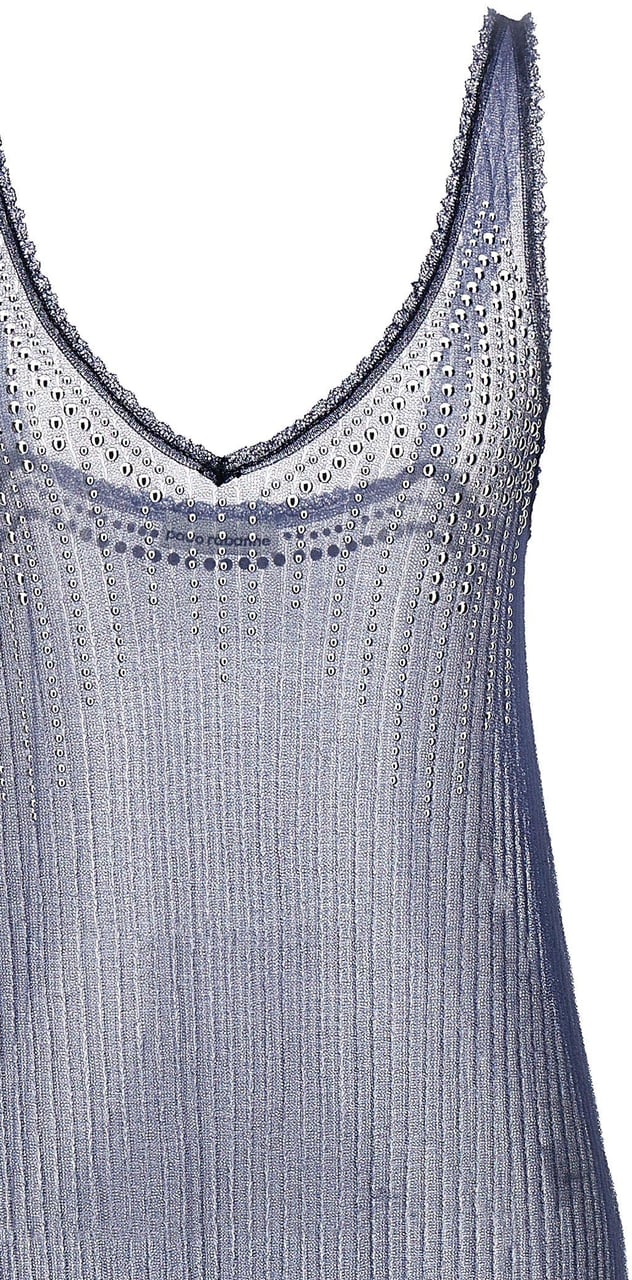 Paco Rabanne Blue Polyamide Long Dress Blauw