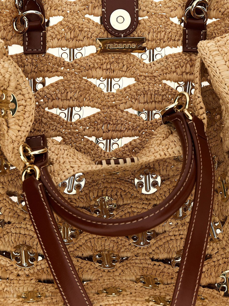 Paco Rabanne Beige Raffia Handbag Beige
