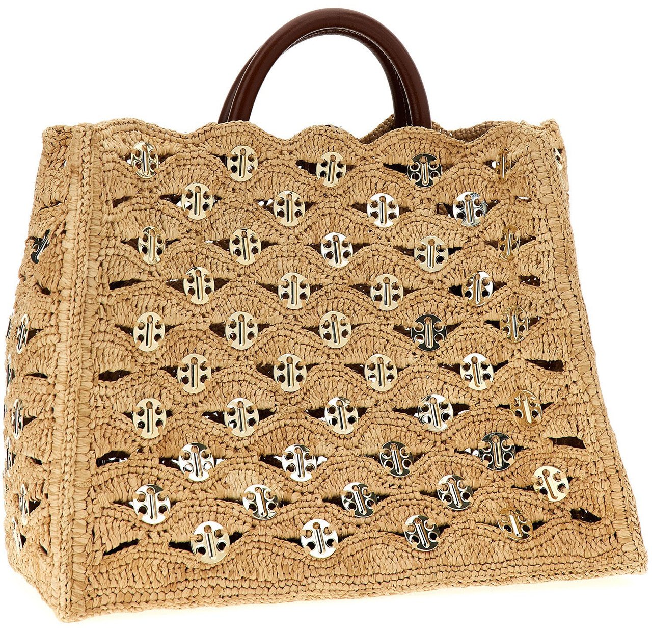 Paco Rabanne Beige Raffia Handbag Beige