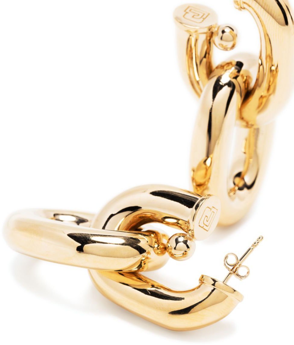 Paco Rabanne Gold XL link double hoops earrings Goud
