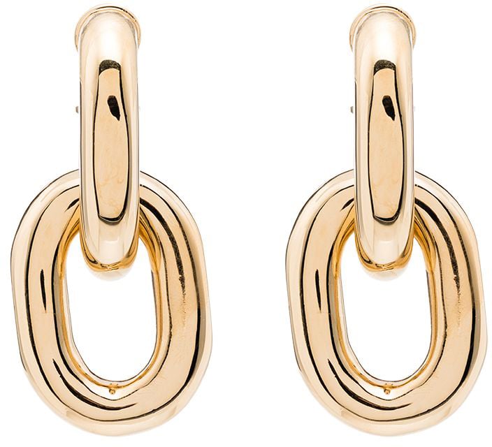Paco Rabanne Gold XL link double hoops earrings Goud