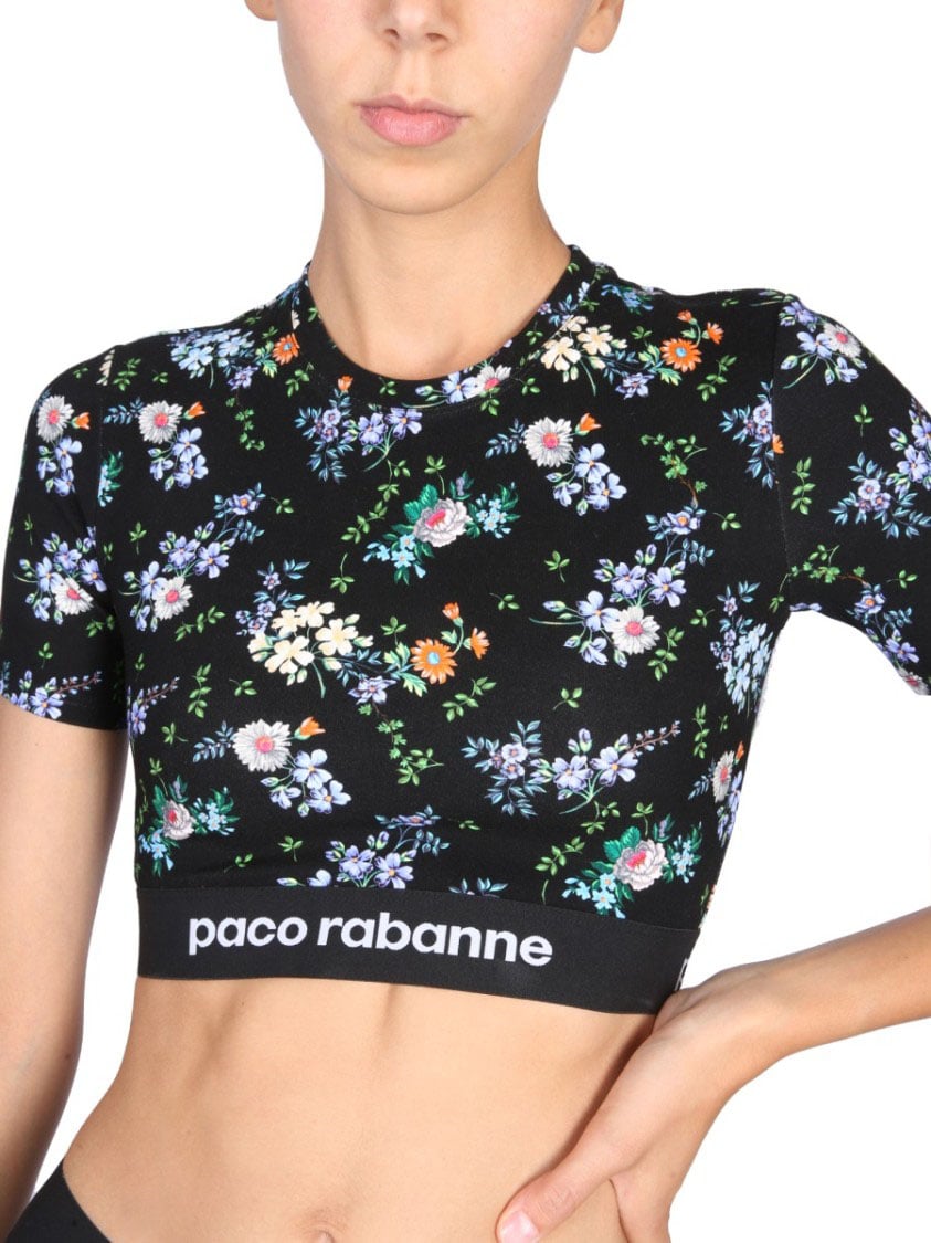 Paco Rabanne Fitted Cropped Top Grijs
