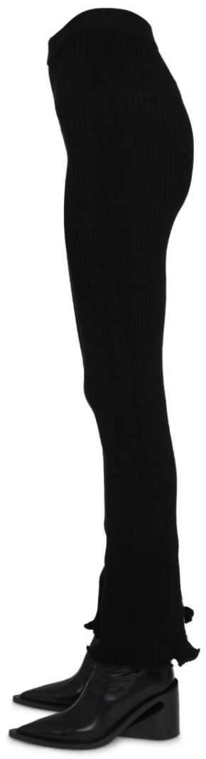 Paco Rabanne Ribbed Flare Leggings With Elastic Waistband Zwart