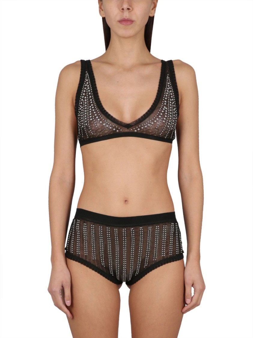 Paco Rabanne High-Waisted Black Briefs Zwart