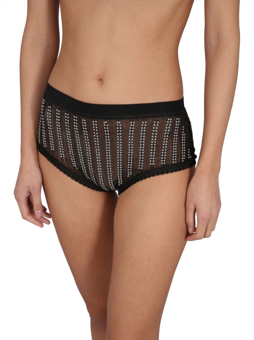 Paco Rabanne High-Waisted Black Briefs Zwart