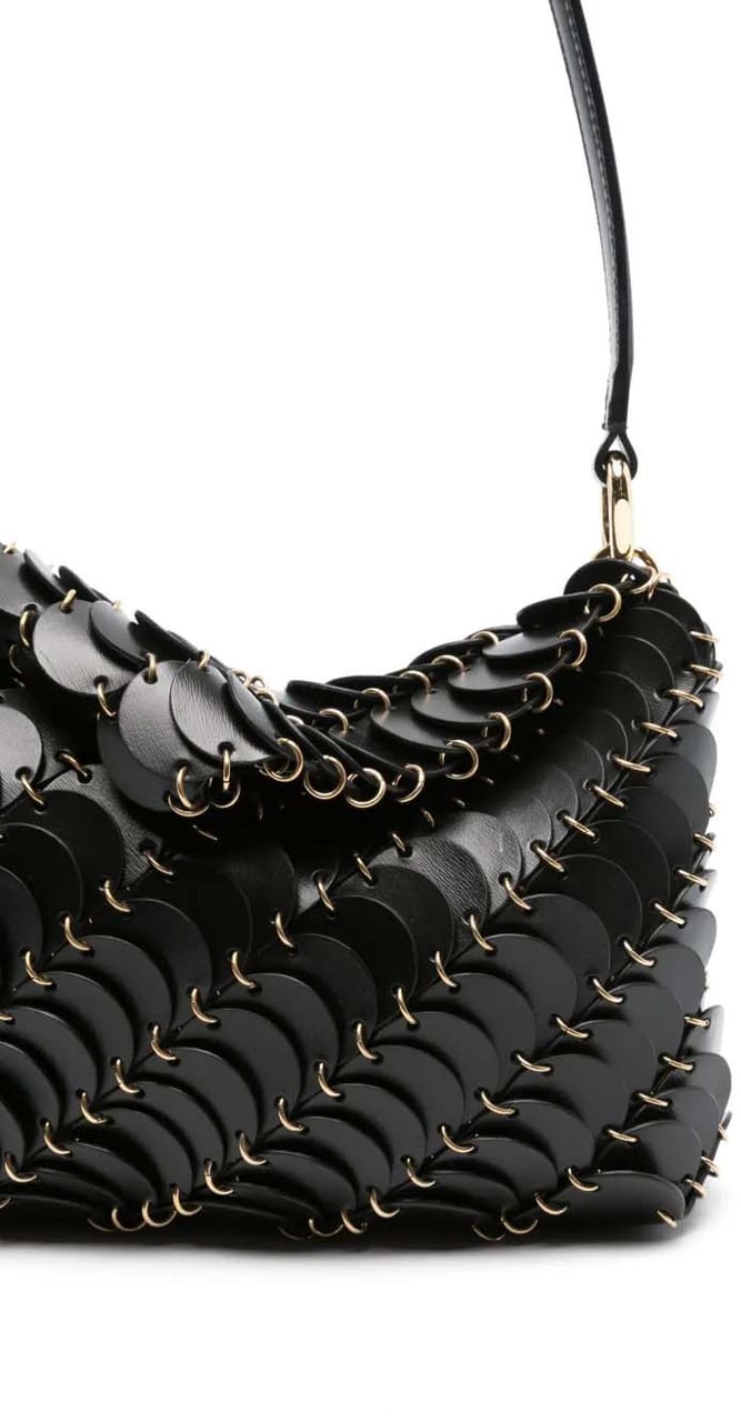 Paco Rabanne Structured Minimalist Pochette with Smooth Surface Zwart