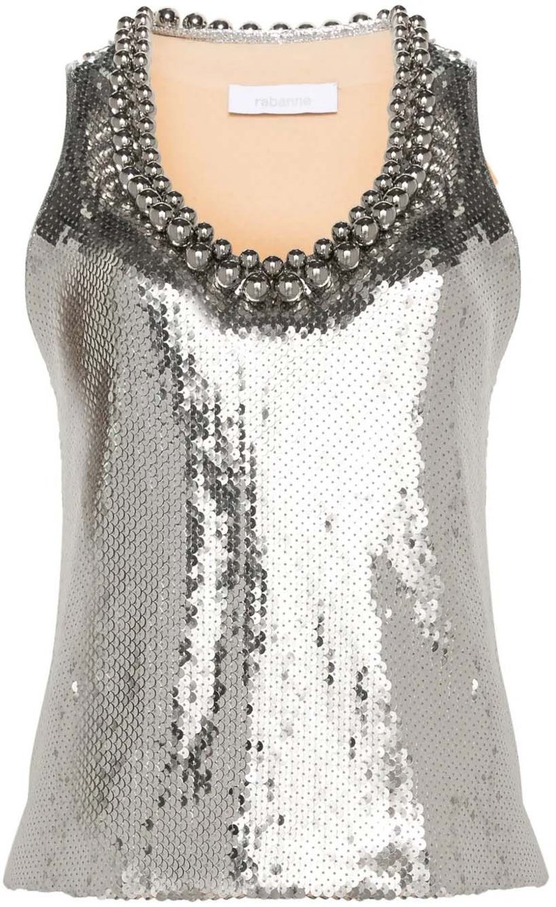 Paco Rabanne Fitted Neutral Top with Minimalist Design Grijs